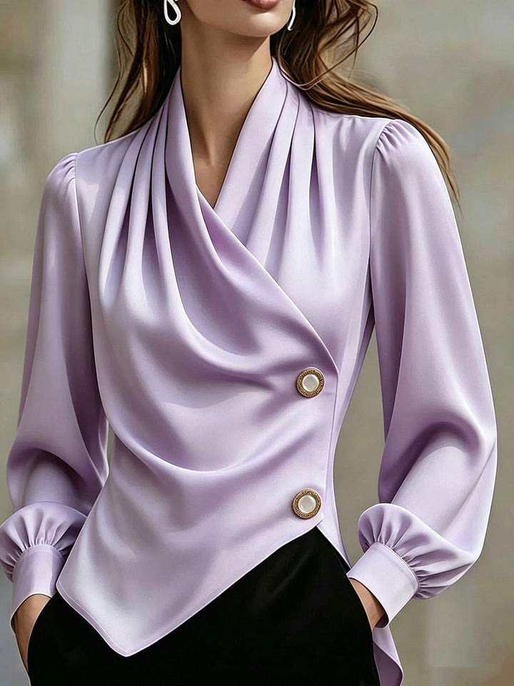 Ximena - Elegant Draped Satin Blouse