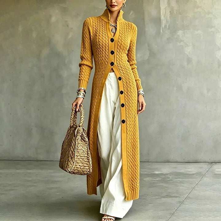 Queenie - Cable-Knit Long Cardigan