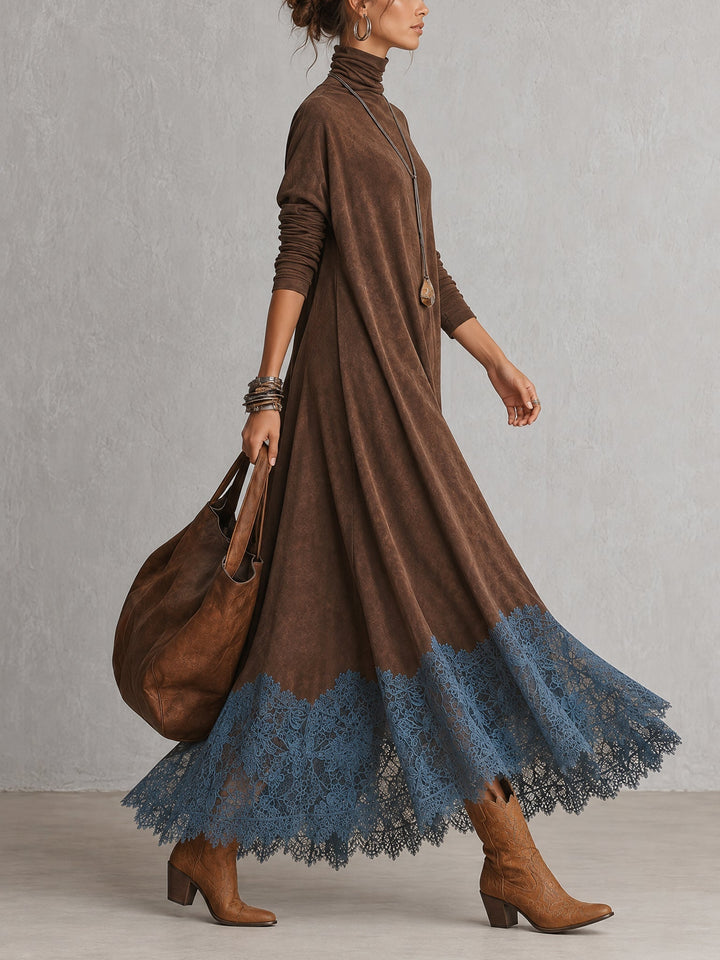 Gretta - Soft-Touch Lace-Trim Maxi Dress