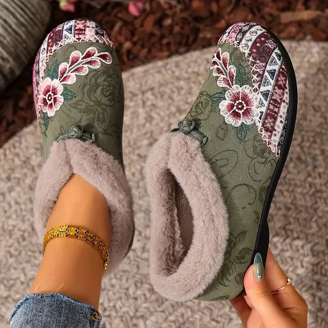Isola - Floral Plush Lined Slip On Shoes