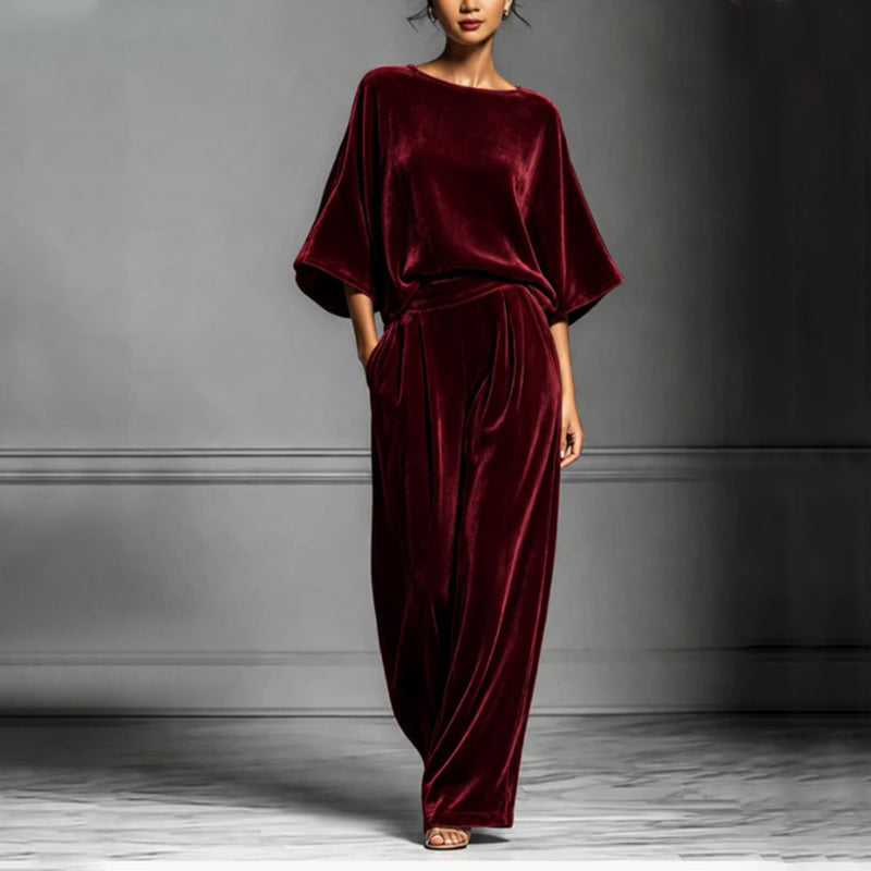 Ainhoa - Elegant Velvet Wide Leg Jumpsuit