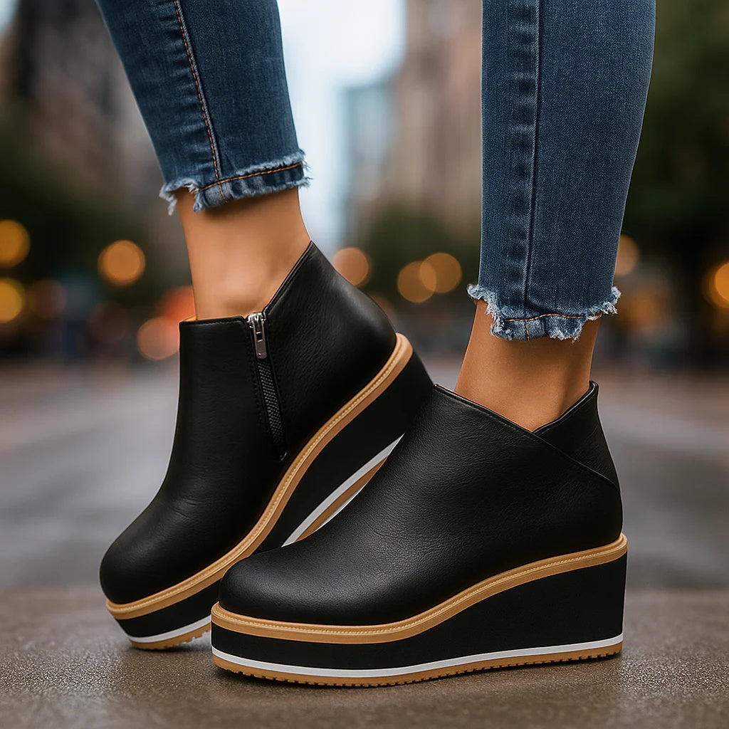 Clotilde - Soft-Touch Wedge Ankle Boots
