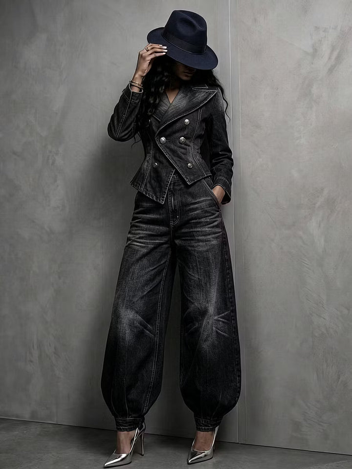 Neris - Tailored Double Breasted Two Piece Trouser Set