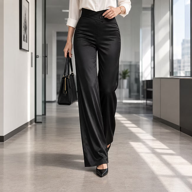Esmae - Lustrous Wide-Leg Trousers