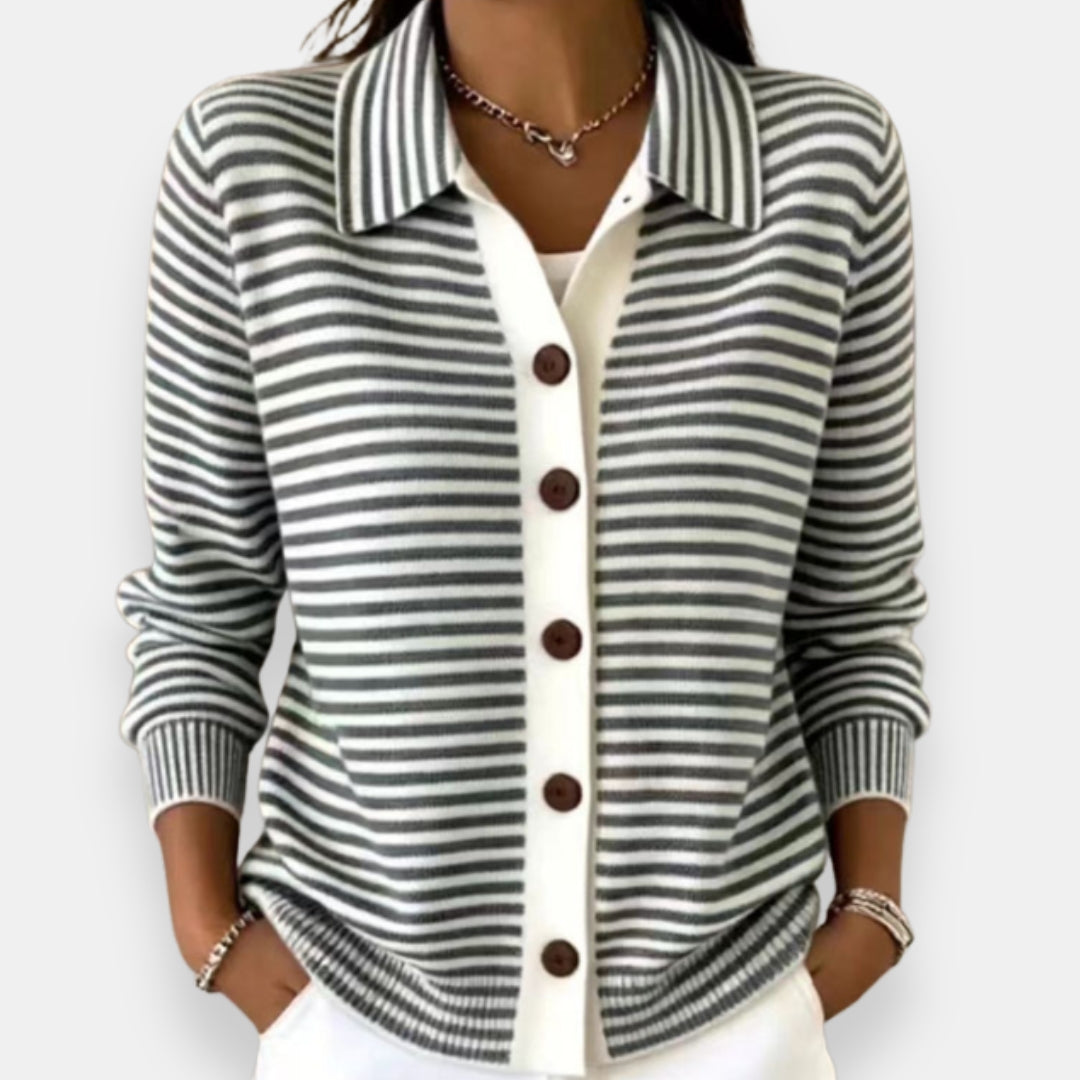 Celene - Fine-Knit Striped Cardigan