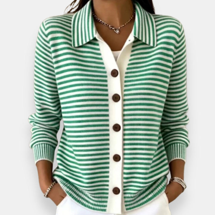 Celene - Fine-Knit Striped Cardigan