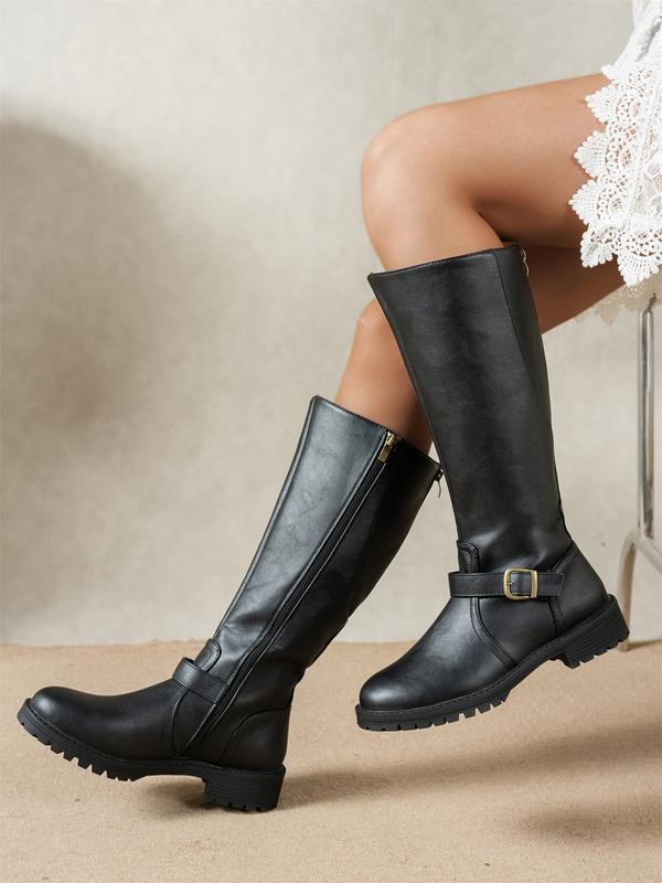 Estera - Sleek Double-Zip Block-Heel Boots