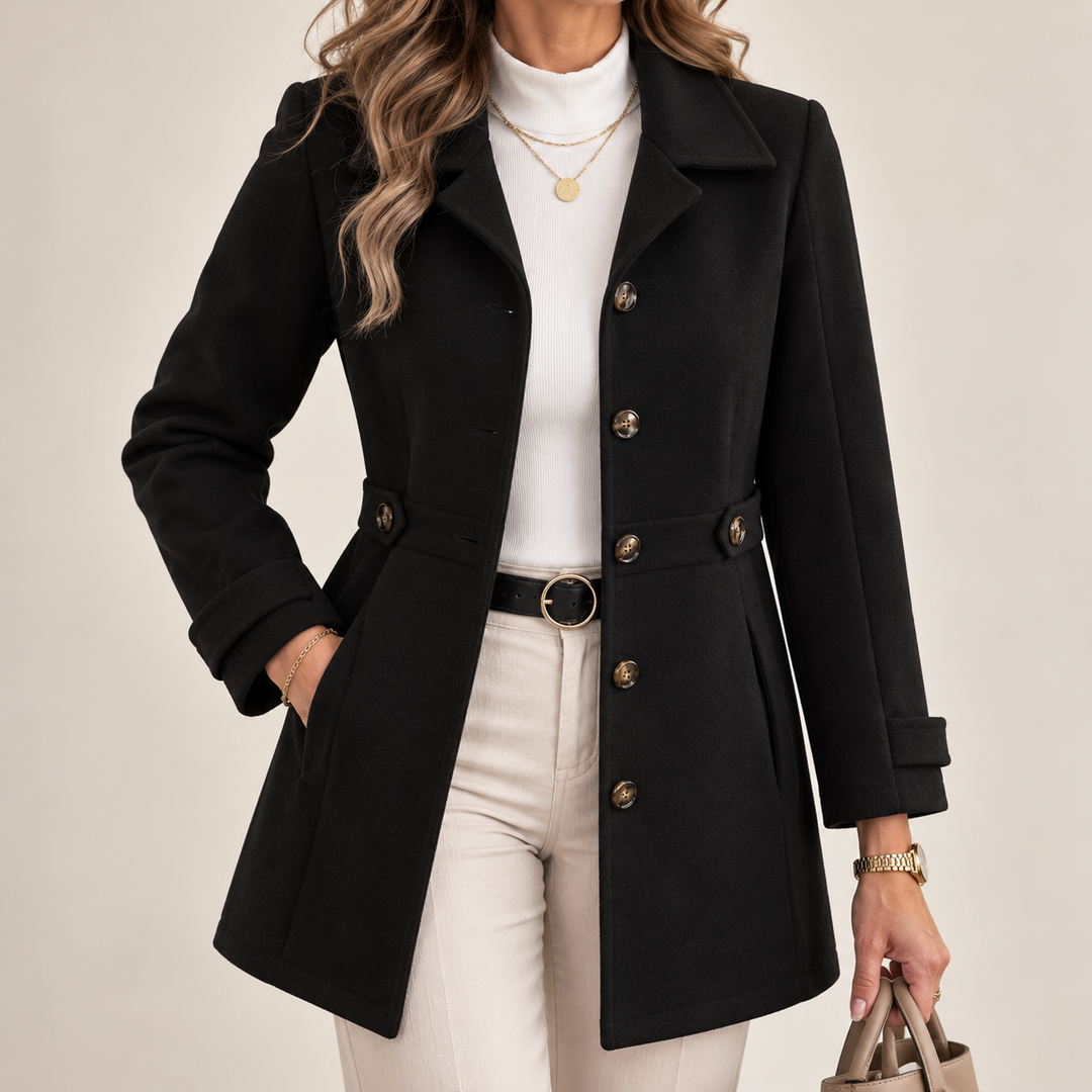 Romy - Tailored Button Front Mid Length Coat