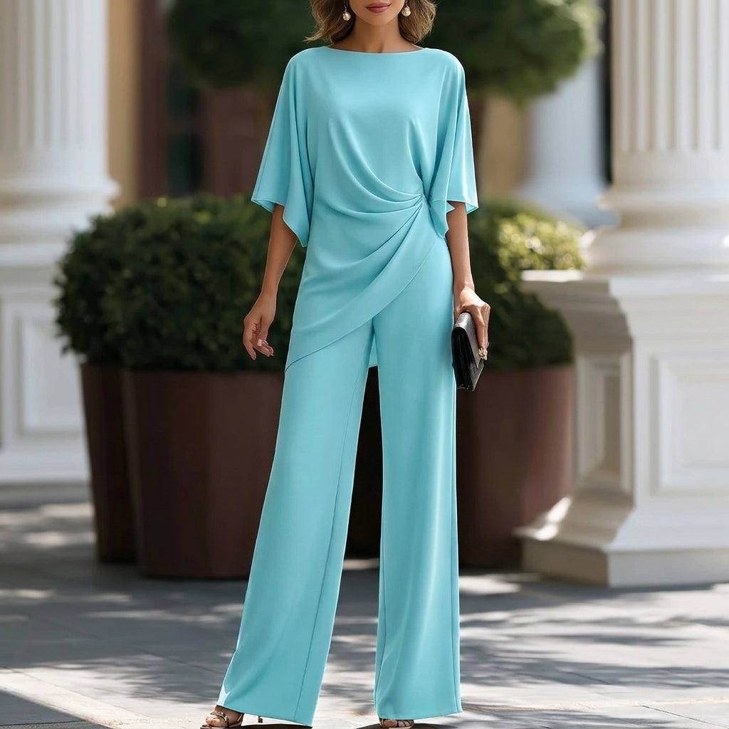 Liesa - Refined Cape-Sleeve Two-Piece Set