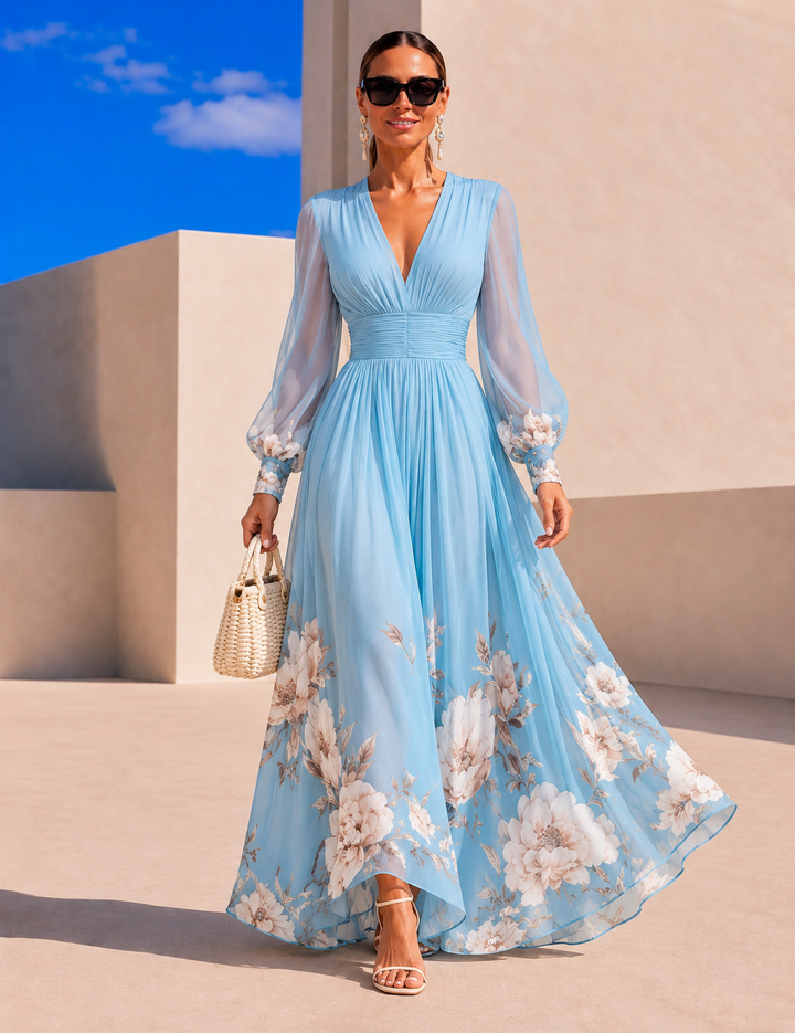 Pirelle - Waist-Defining Floral Maxi Dress