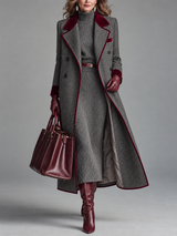 Sanna - Tailored Houndstooth Long Coat