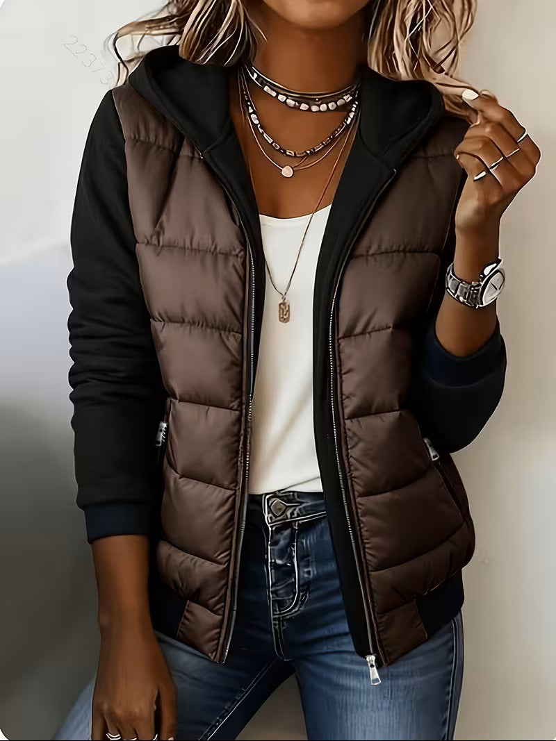 Hedda - Hooded Puffer Panel Zip Jacket