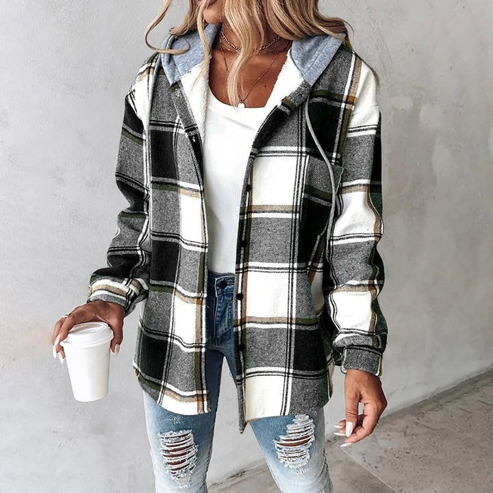 Marla - Plaid Layered Hooded Shirt Jacket
