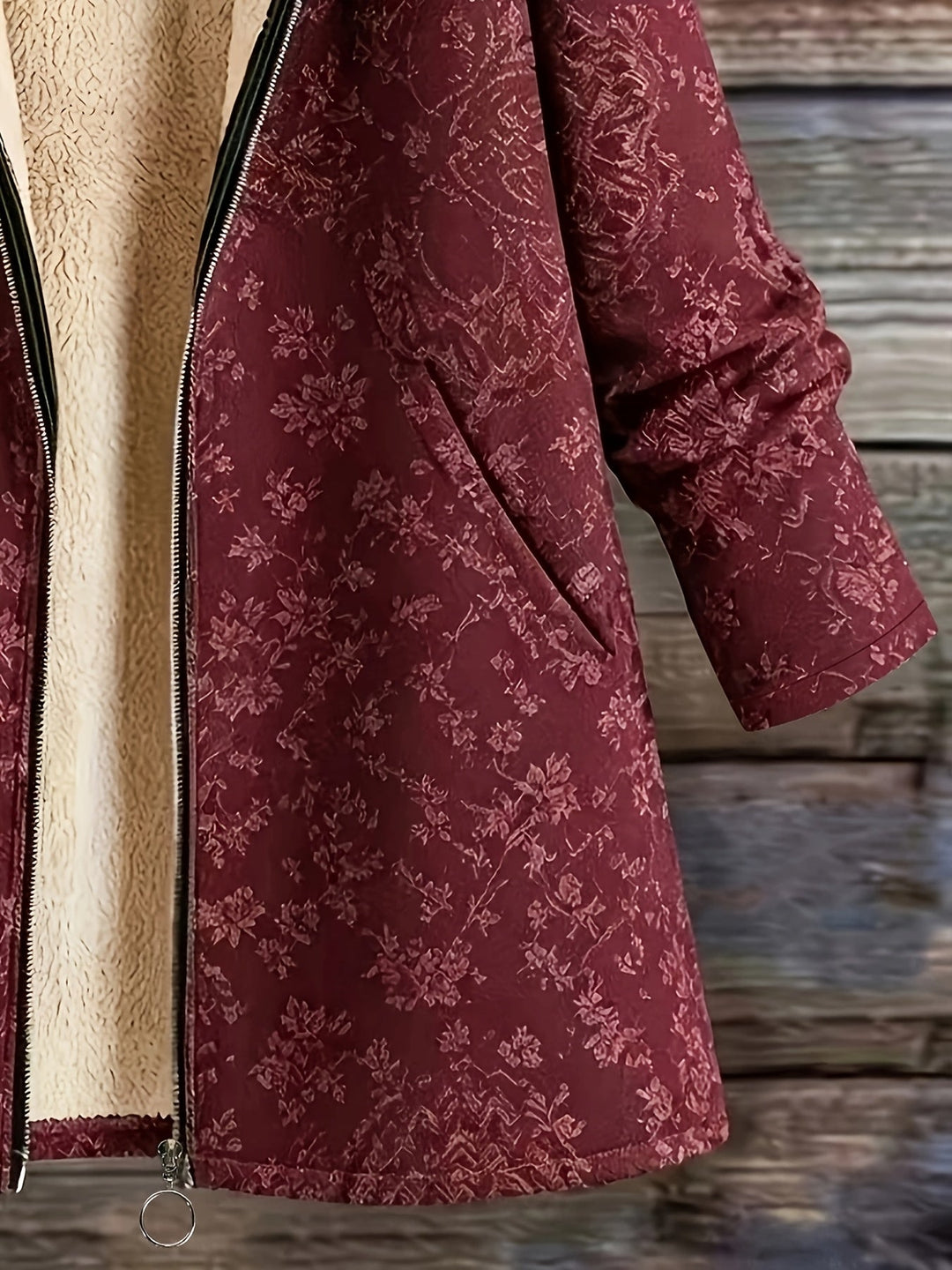 Runa - Floral Hooded Longline Coat