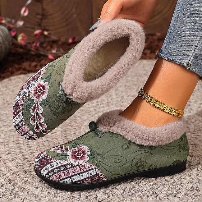 Isola - Floral Plush Lined Slip On Shoes