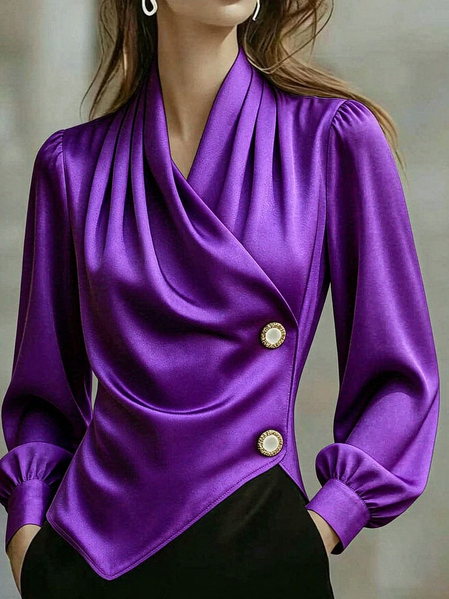 Ximena - Elegant Draped Satin Blouse