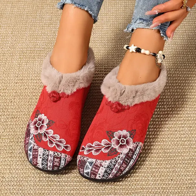 Isola - Floral Plush Lined Slip On Shoes