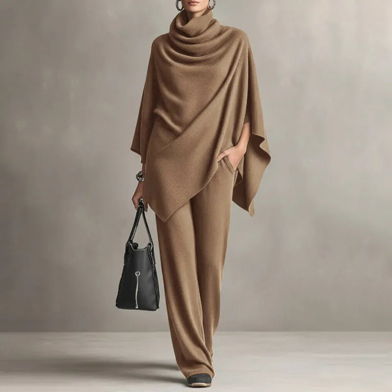 Kaelis - Draped Turtleneck Two Piece Trouser Set
