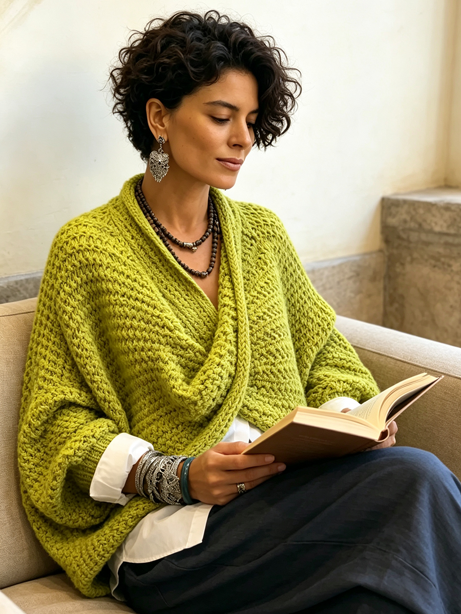 Orelle - Textured V-Neck Sweater